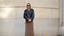 Emy Venturini in Paris in Mocha Mousse Rock