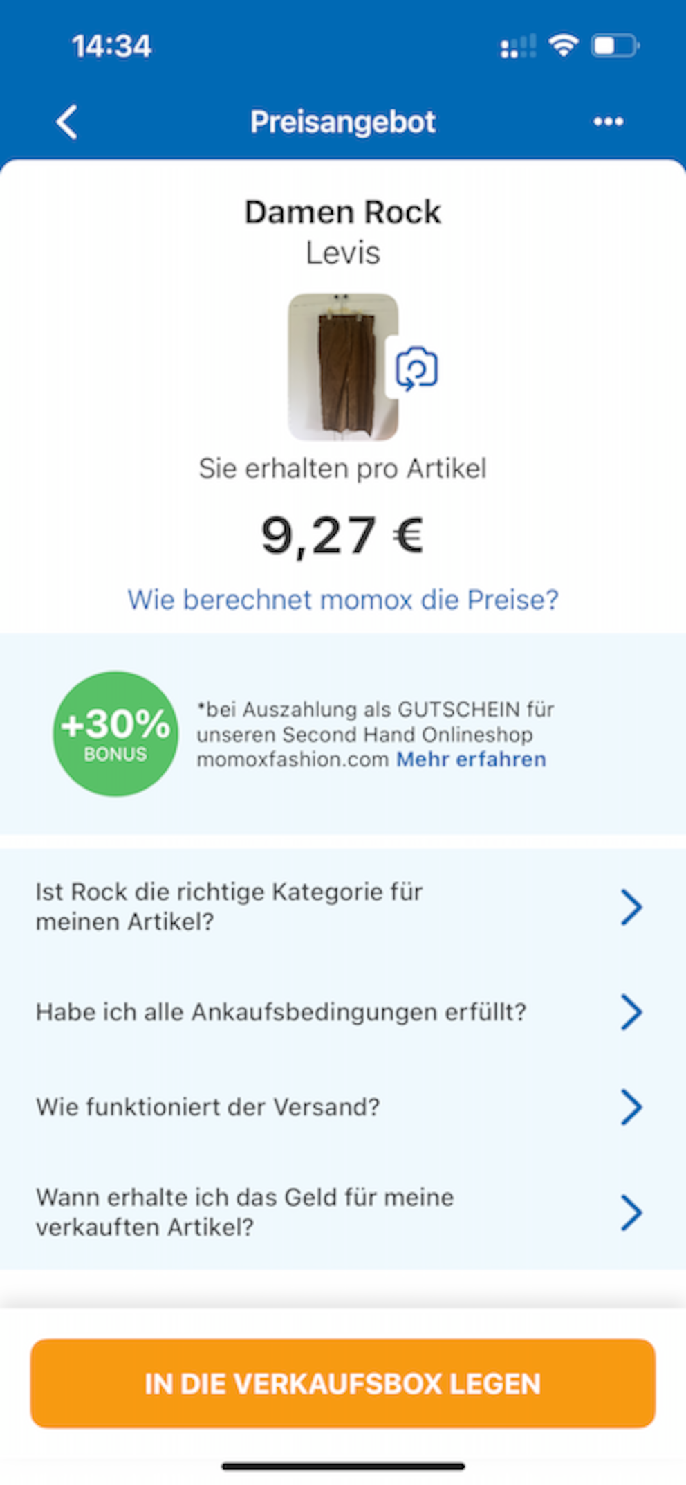 Sogar neue Markenmode bringt bei Momox relativ wenig Geld ein