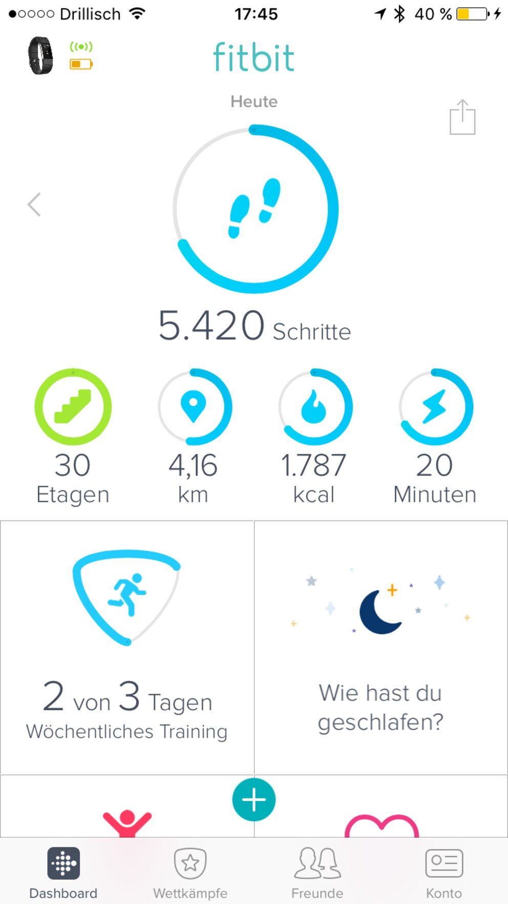  Gut gemacht: Die Fitbit-App ist &uuml;bersichtlich und l&auml;sst sich einfach bedienen.<br>Foto: Techbook