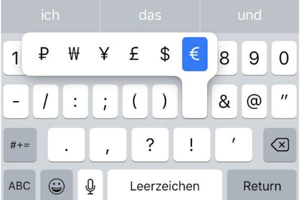 Die versteckten Zeichen auf der Smartphone-Tastatur