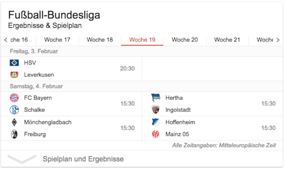  <br>Ergebnisse der Bundesliga schnell anzeigen lassen