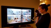 Katze guckt mit Frauchen Fernsehen