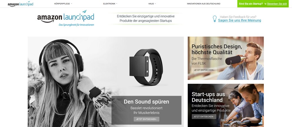  Nett gemacht: Die Start-ups und ihre Produkte werden ansprechend auf Amazon Launchpad vorgestellt. <br>Foto: Screenshot Amazon Online