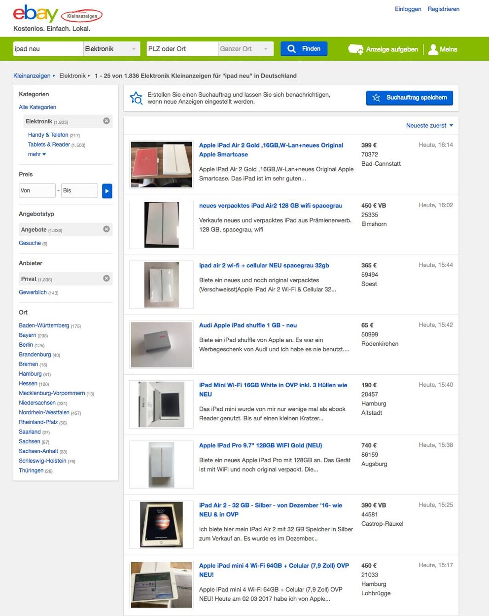 Tablet-Angebote auf Ebay Kleinanzeigen