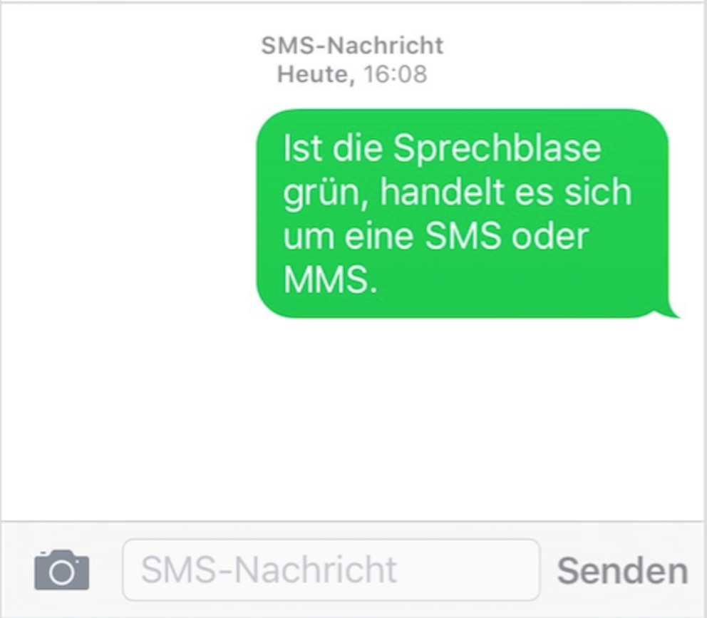 Ist die Sprechblase grün, handelt es sich um eine SMS oder MMS.