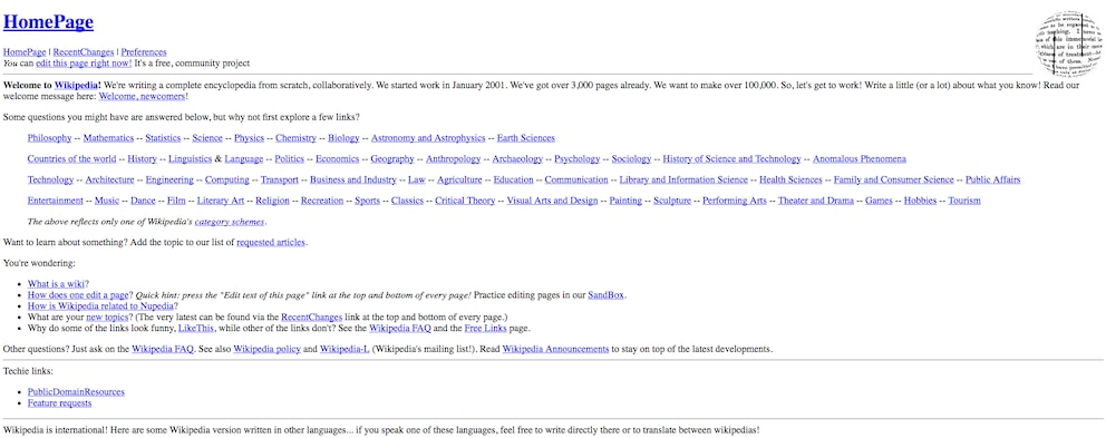 Die freie Enzyklopädie sah vor vielen Jahren deutlich anders aus als heute.