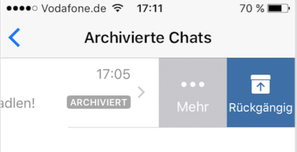 Über die Option „Rückgängig“ werden die archivierten Chats wieder angezeigt.