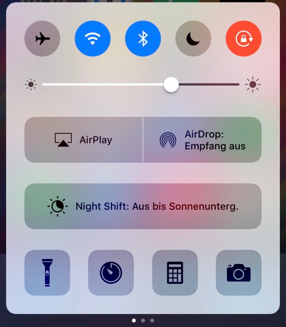  Diese Ansicht sollten alle kennen &ndash; die ersten Seite des iOS-Kontrollzentrums.<br>Foto: TECHBOOK