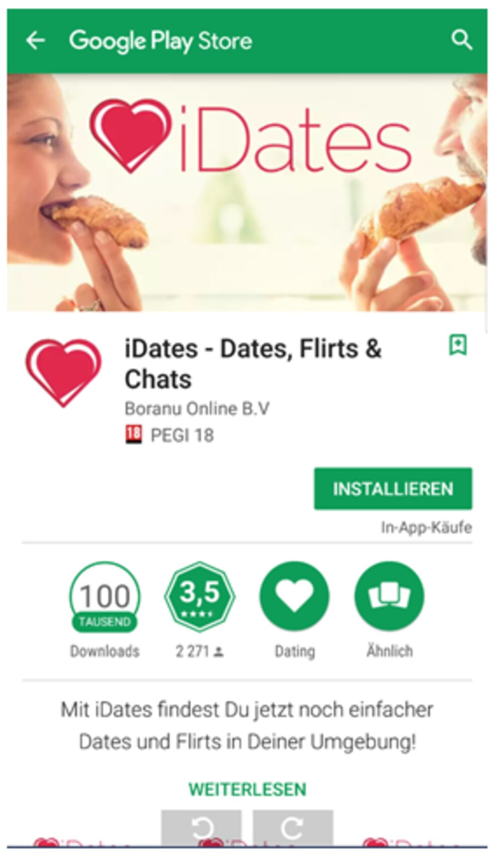 Menschen, die die gewünschten Fragen der Betrüger beantworten, werden unter anderem zum Download dieser App (im Fall des Rewe-Gutscheins) weitergeleitet.