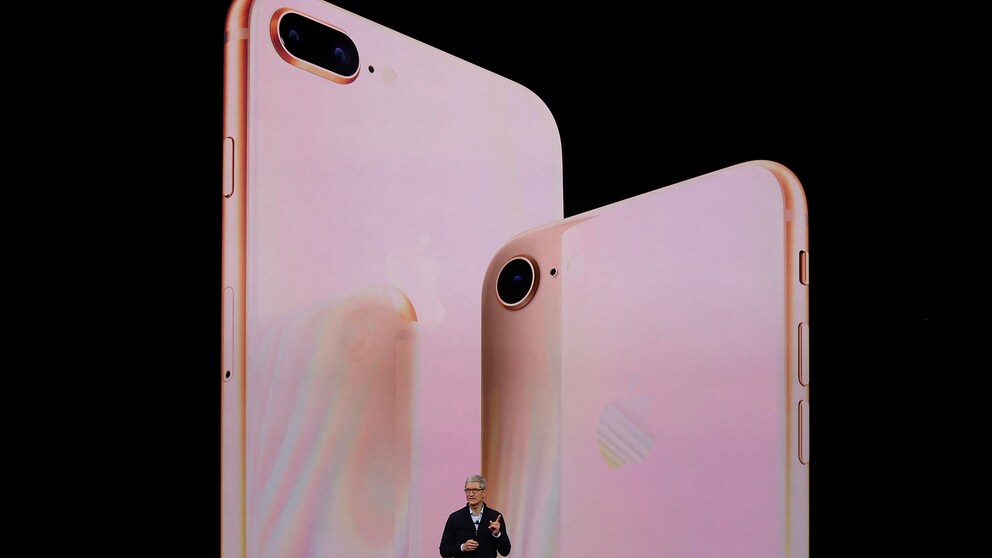 Apple-CEO bei der Präsentation des iPhone 8.