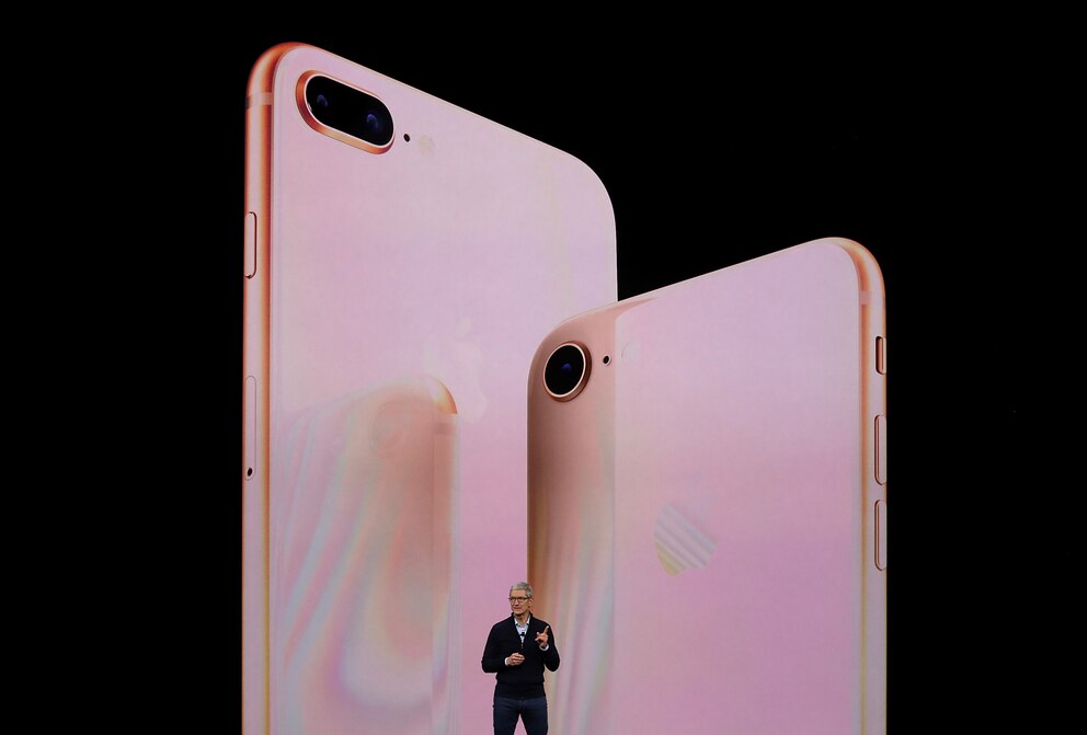  Apple-CEO bei der Pr&auml;sentation des iPhone 8. Foto: Getty Images