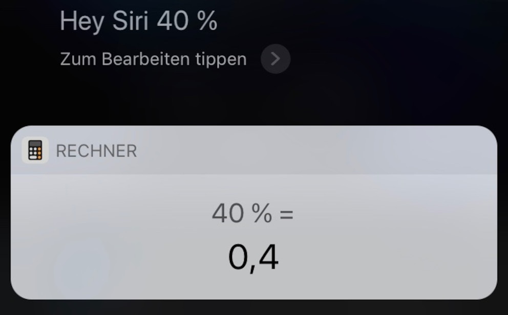  So sollte es eigentlich sein, wenn man Siri mit einer Prozentzahl f&uuml;ttert. <br>Foto: TECHBOOK