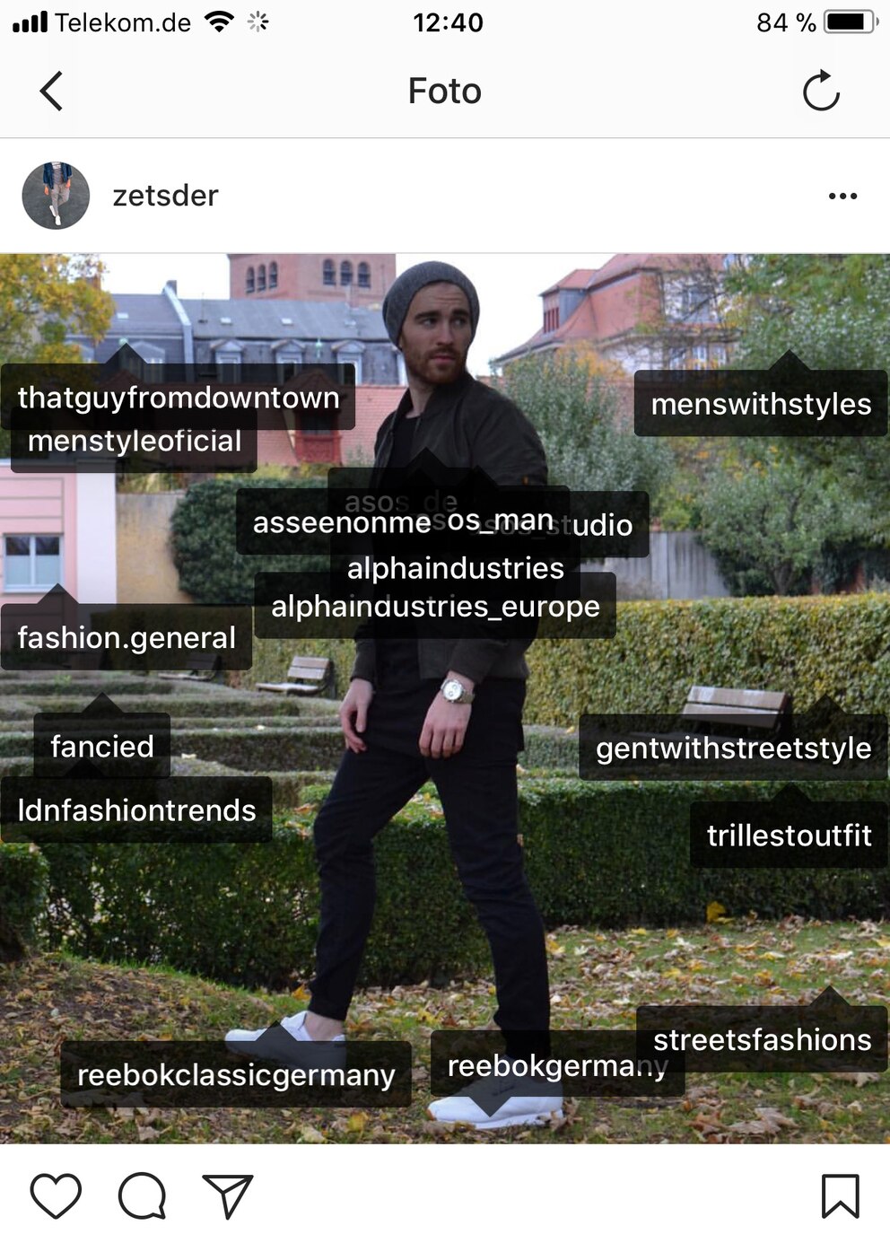 Mann auf Instagram