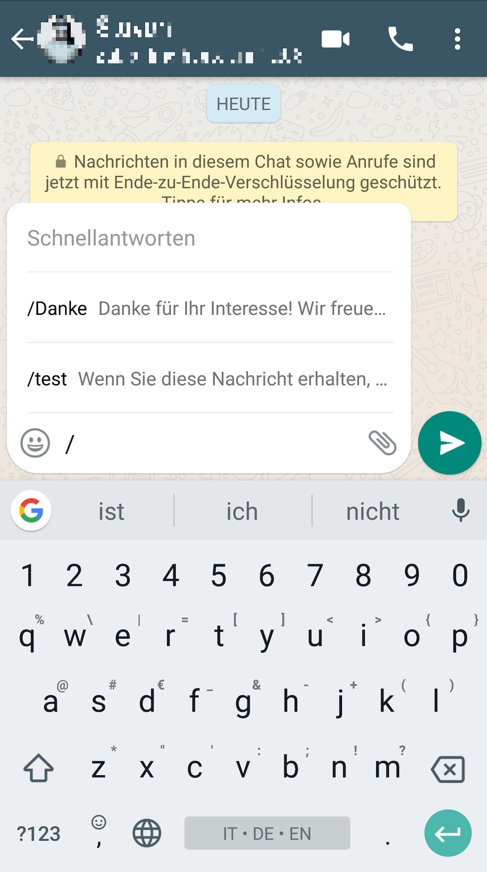 WhatsApp Schnellantworten