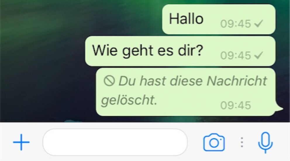 Die Nachricht wird beiden Chatpartnern als gelöscht angezeigt.