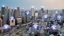 Osaka mit WLAN-Signalsymbolen