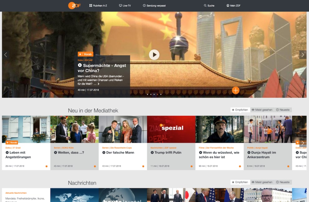 Screenshot ZDF Mediathek