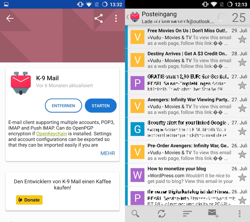  <br>K-9-Mail ist eine sehr einfache, aber komplette Alternative zu Gmail