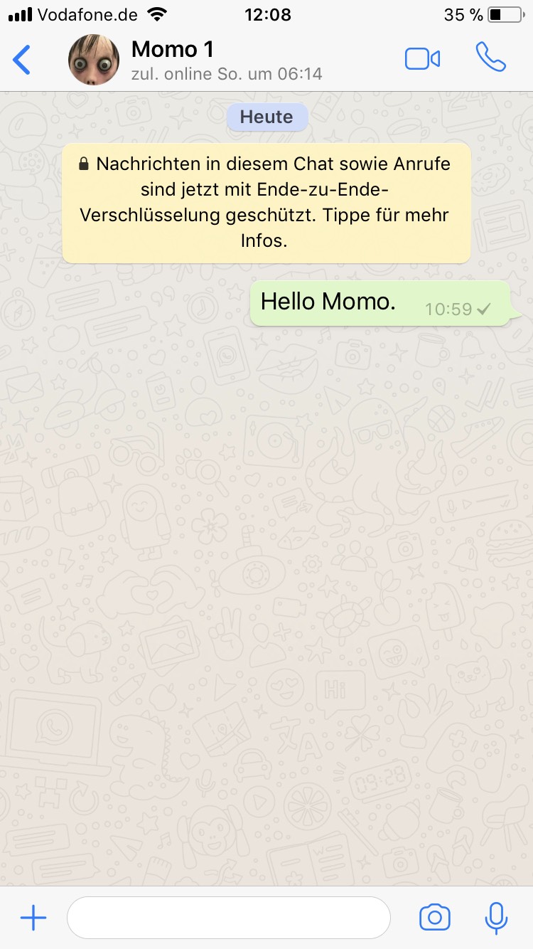 WhatsApp Momo So sieht das Profil der kolumnianischen Nummer aus.