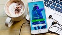 Spotify auf dem Smartphone mit Kopfhörern