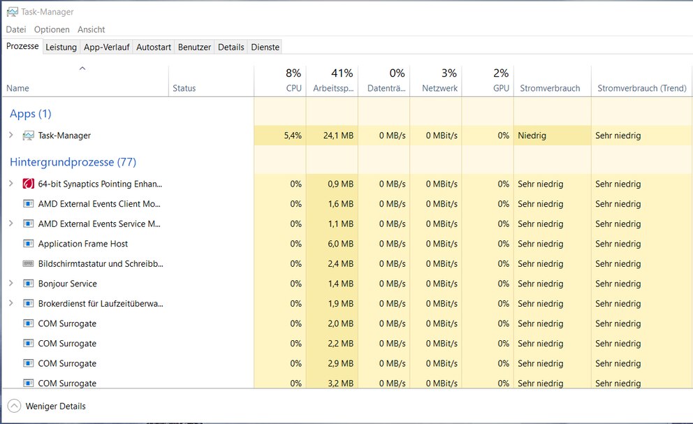  Stromverbrauchs&uuml;bersicht im Task-Manager<br>Foto: TECHBOOK