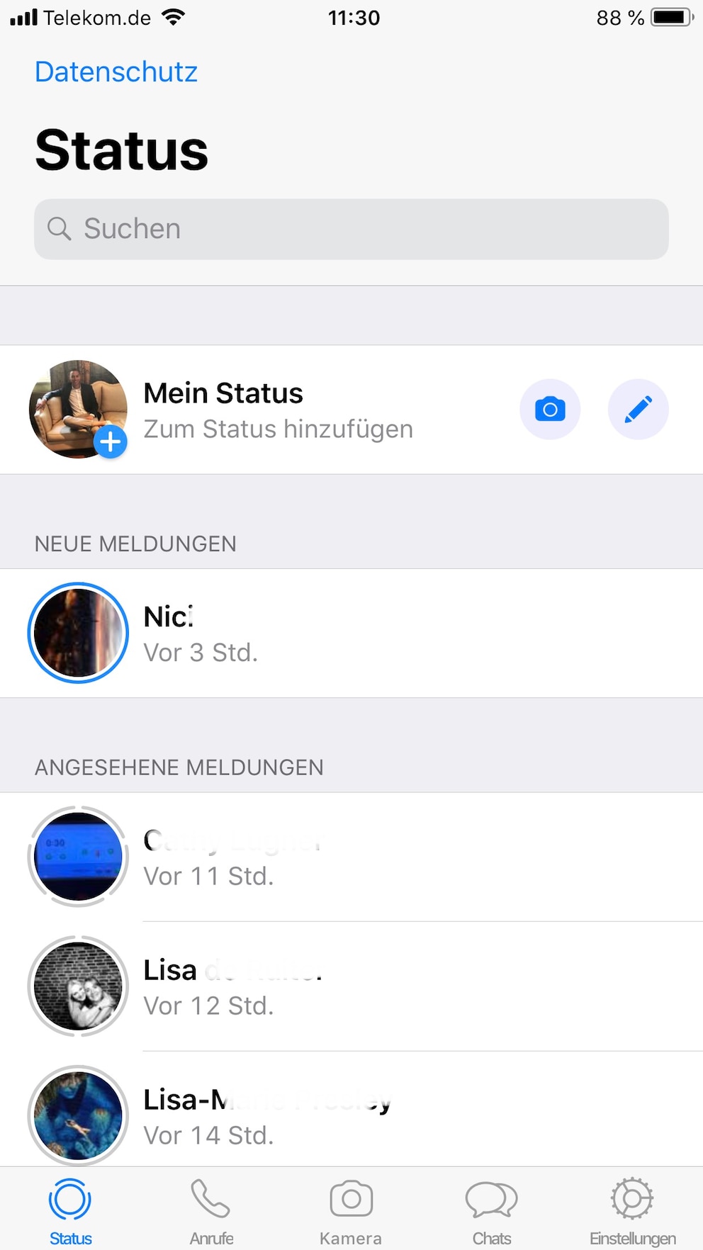 WhatsApp Statusmitteilungen