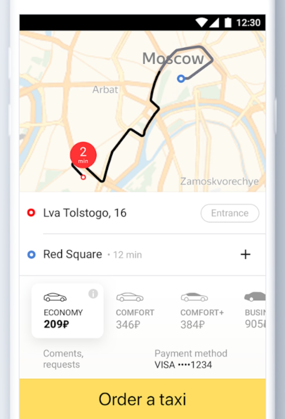 Die Yandex-Taxi-App | Foto: Yandex