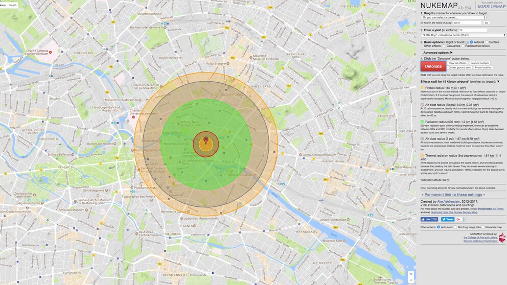 Screenshot Nukemap