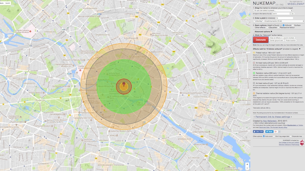 Screenshot Nukemap