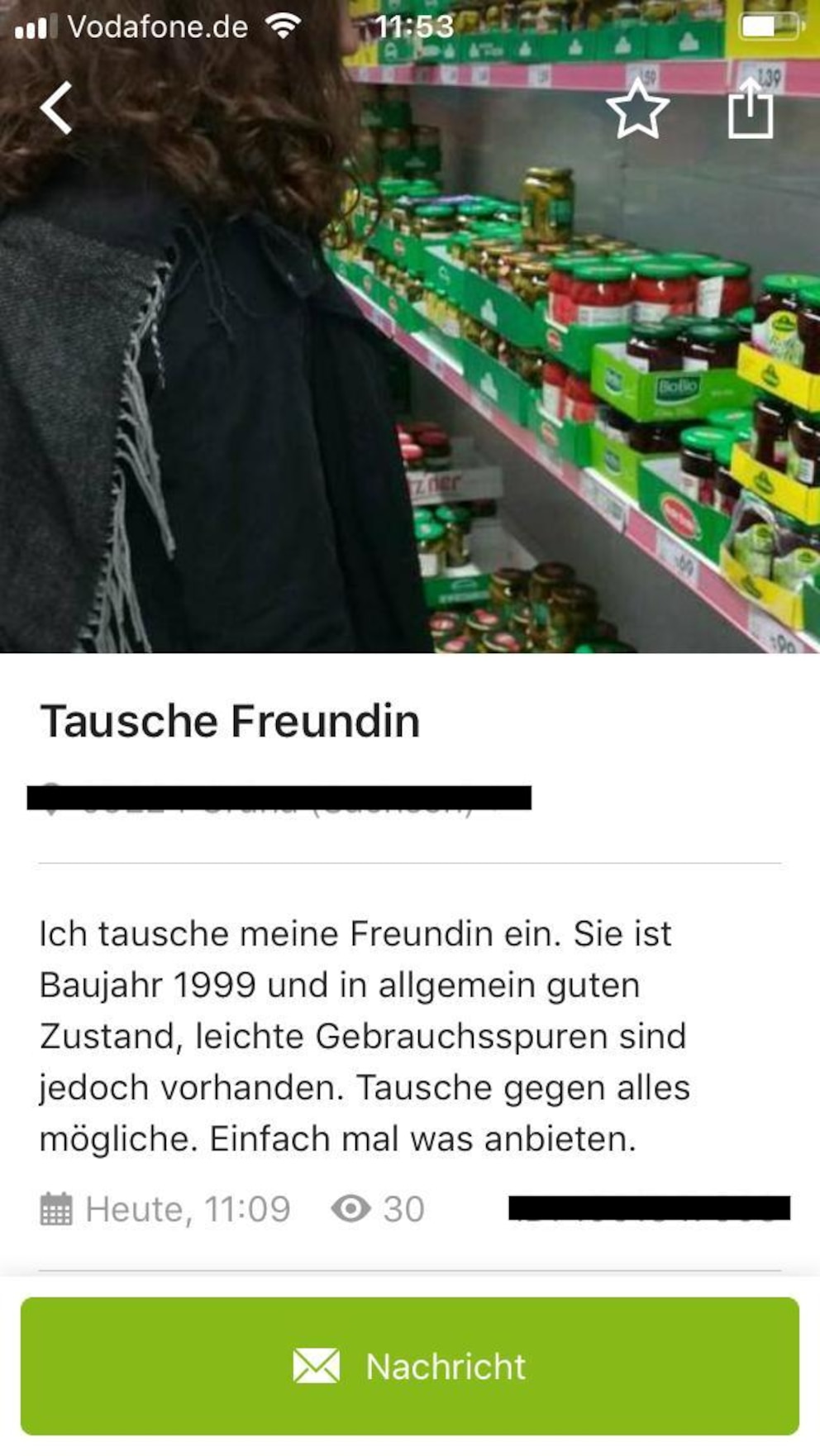 Anzeige tausche Freundin