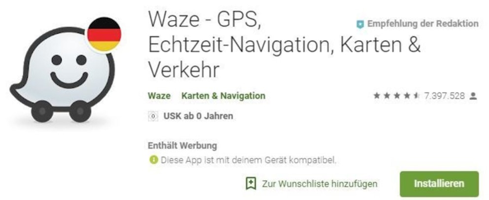  Auto-Apps wie Waze bieten viele hilfreiche Funktionen wie GPS, Echtzeit-Navigation oder Straßenkarten.<br>Foto: Screenshot