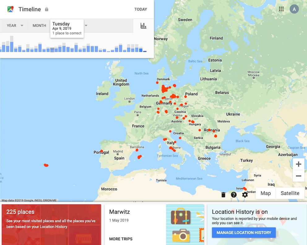 Google Maps Timeline