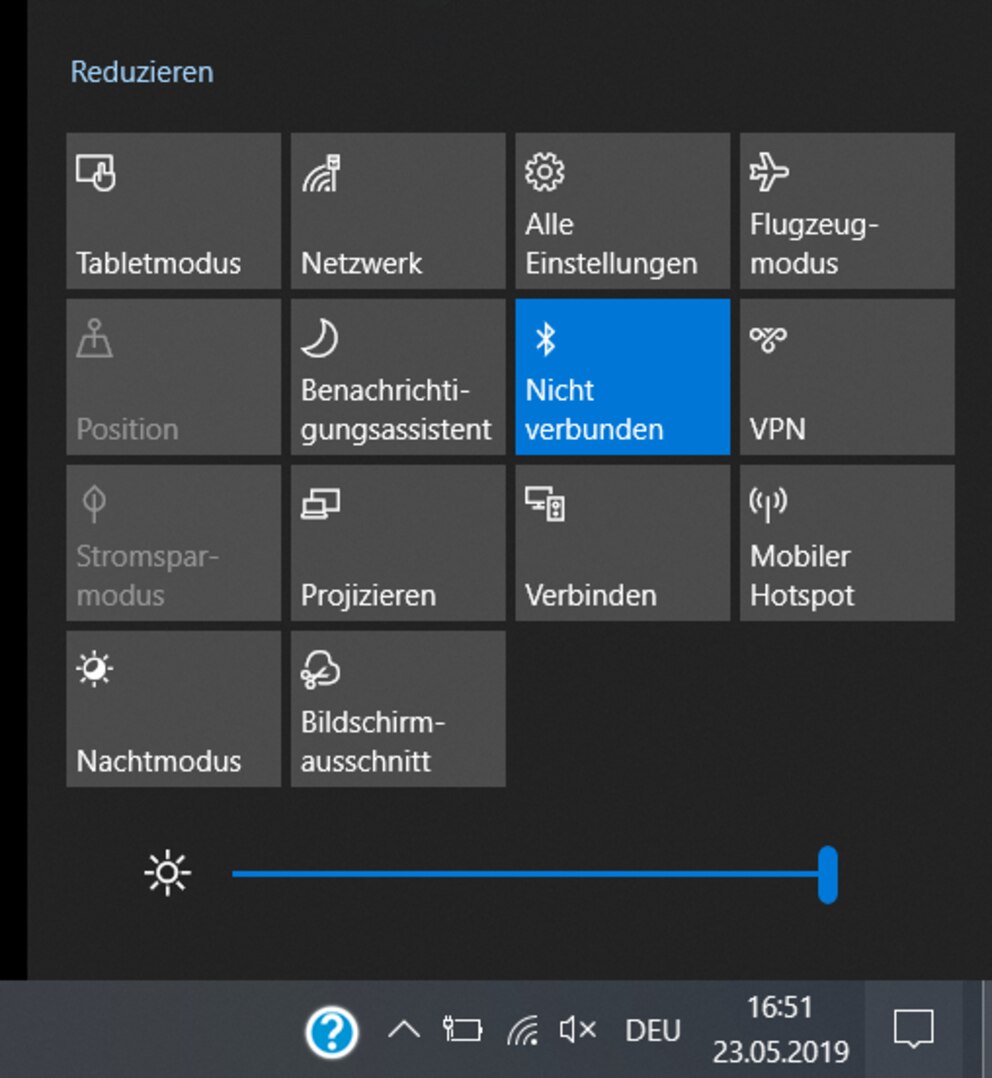 Helligkeitsslider Windows 10