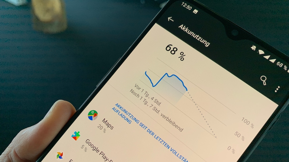 Die Akkunutzung-Übersicht auf einem Android-Smartphone