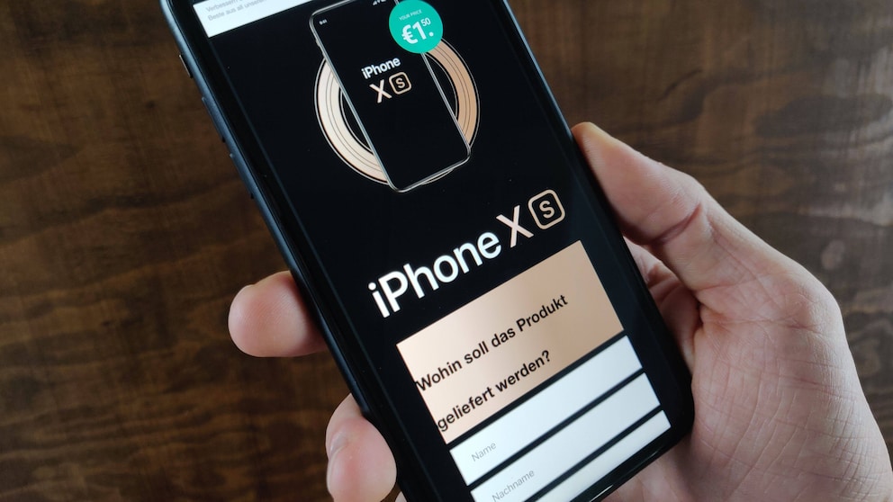 Gefälschtes Pop-up Gewinnspiel auf einem iPhone XR