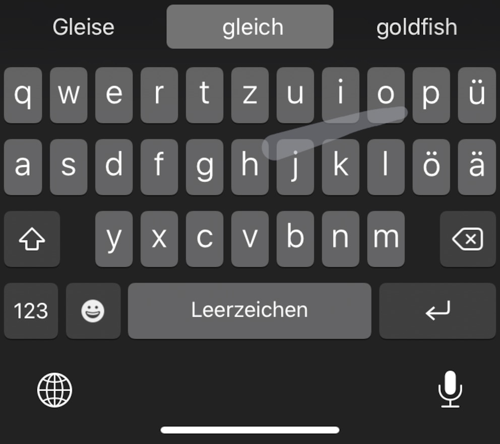 iPhone-Tastatur Wischgesten