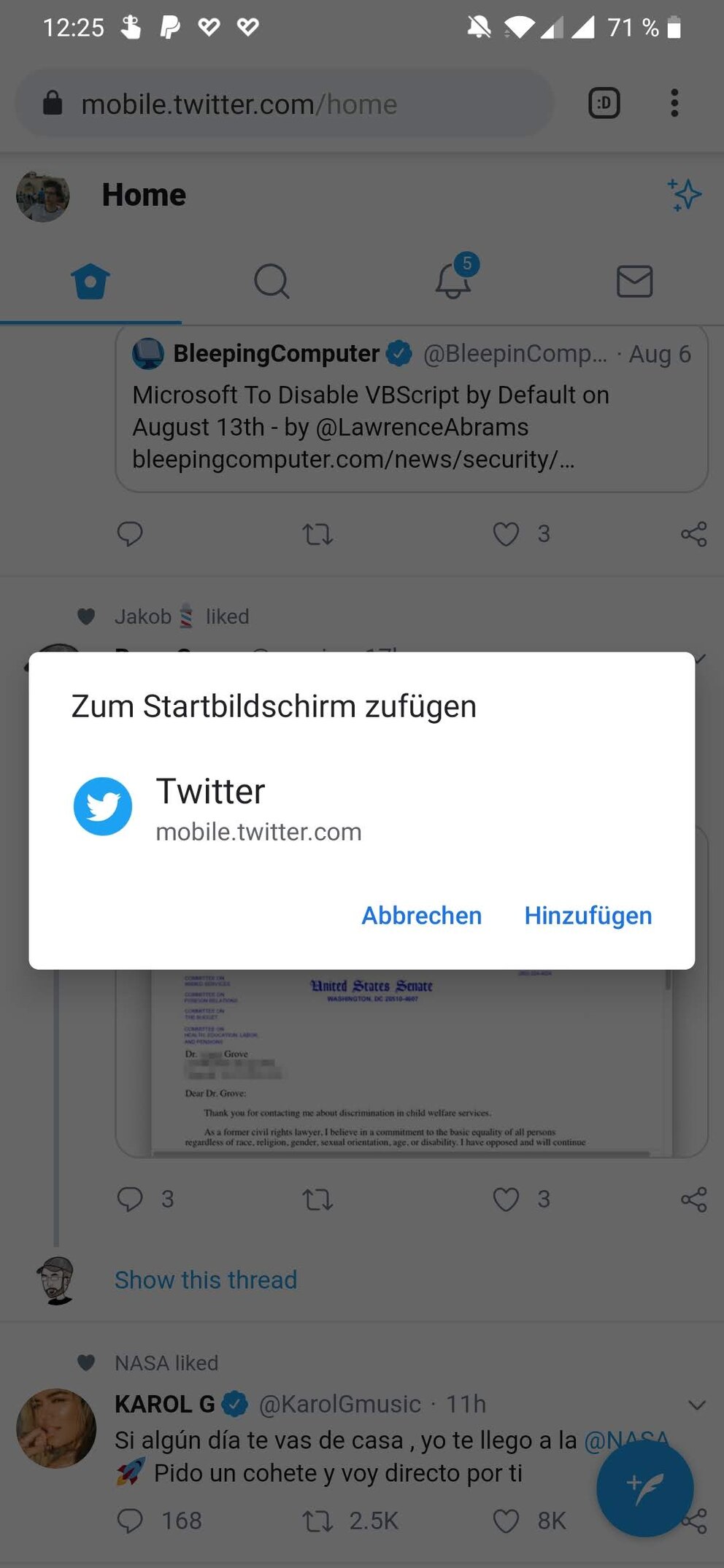 Twitter-PWA über Chrome installieren