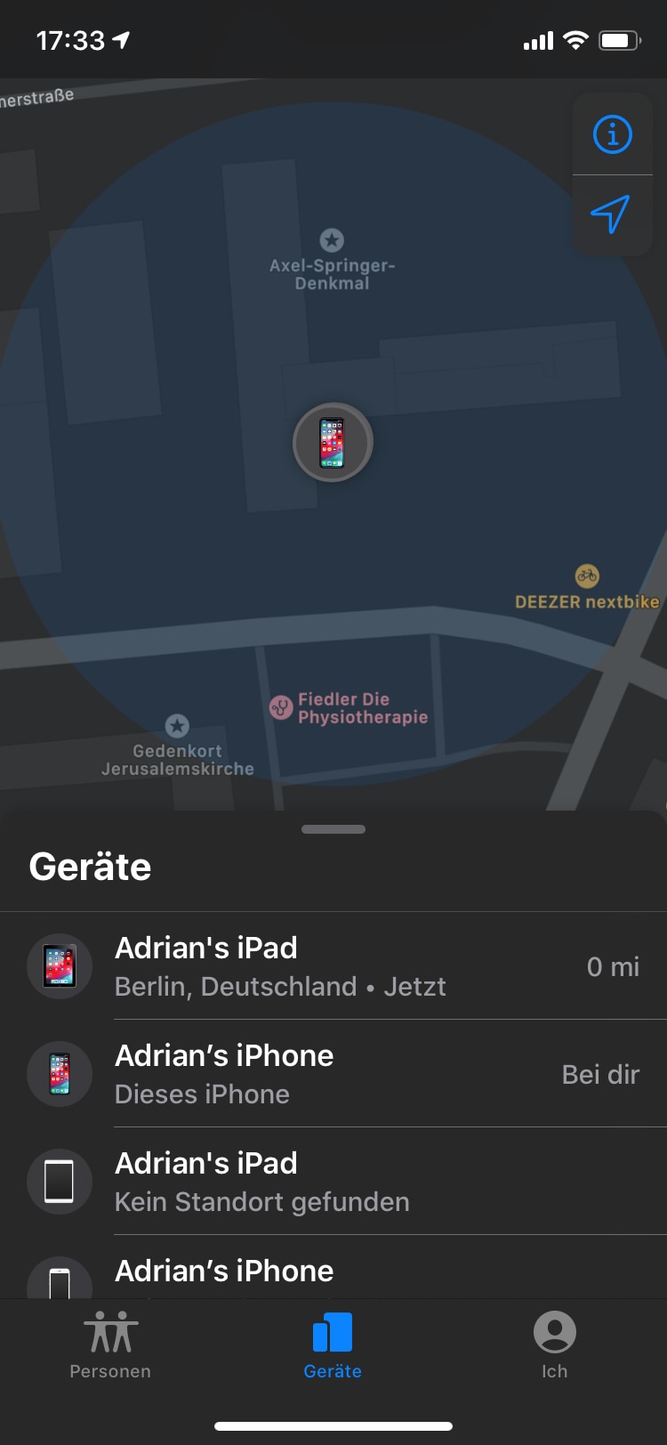 iOS 13 Wo ist? App