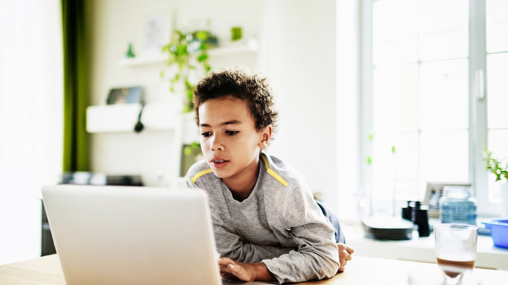 Kleiner Junge vor dem Laptop