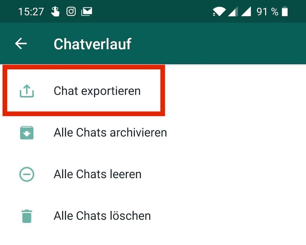 WhatsApp Android Chat exportieren