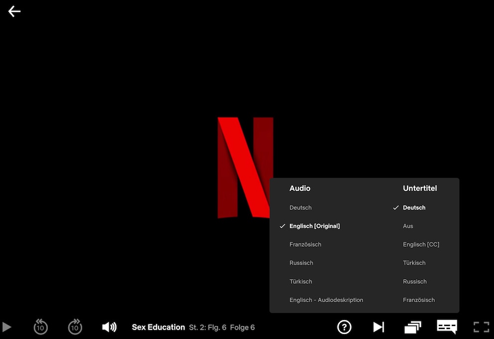 Netflix Sprache ändern Screenshot Video