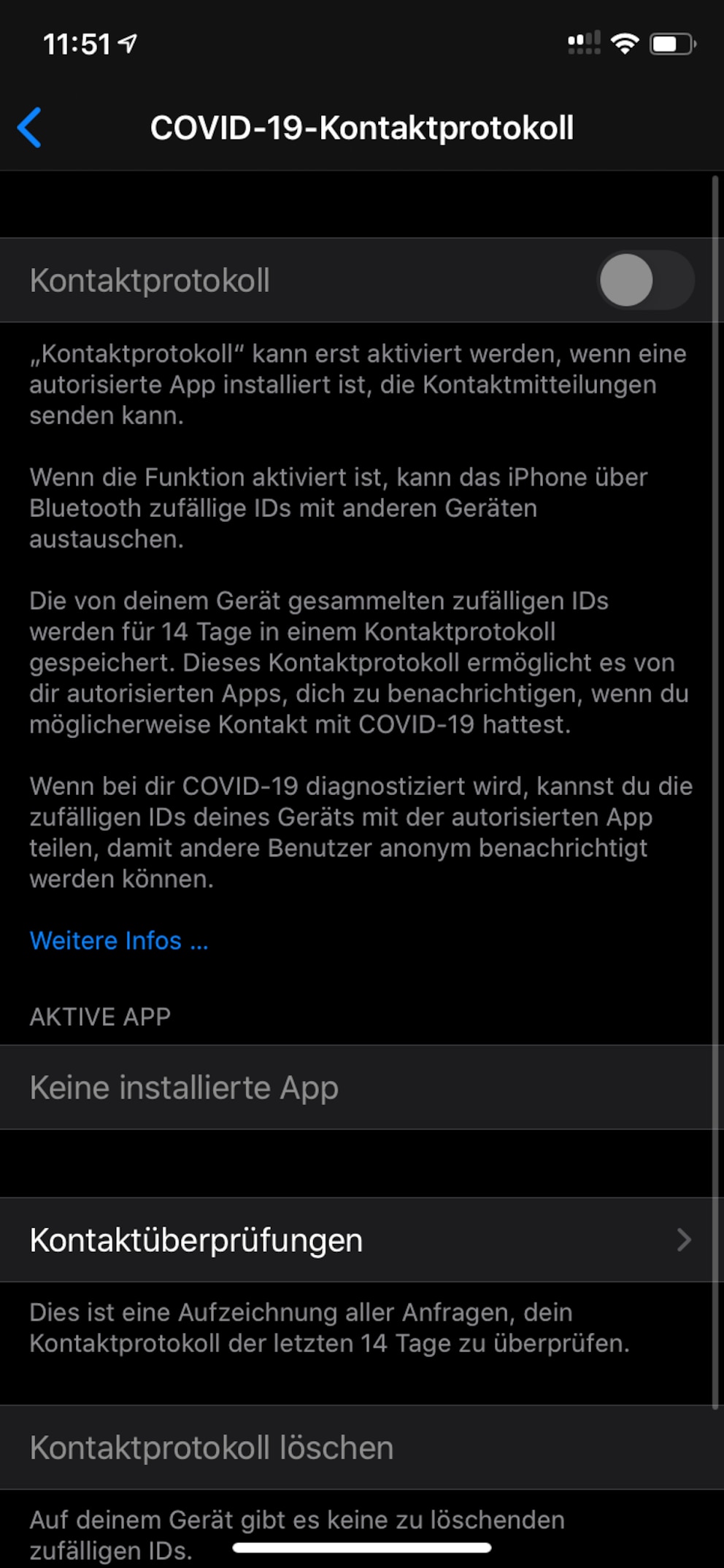 iOS 13.5 COVID-19-Kontaktprotokoll