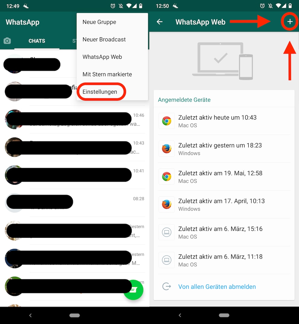 Screenshot WhatsApp Web anmelden