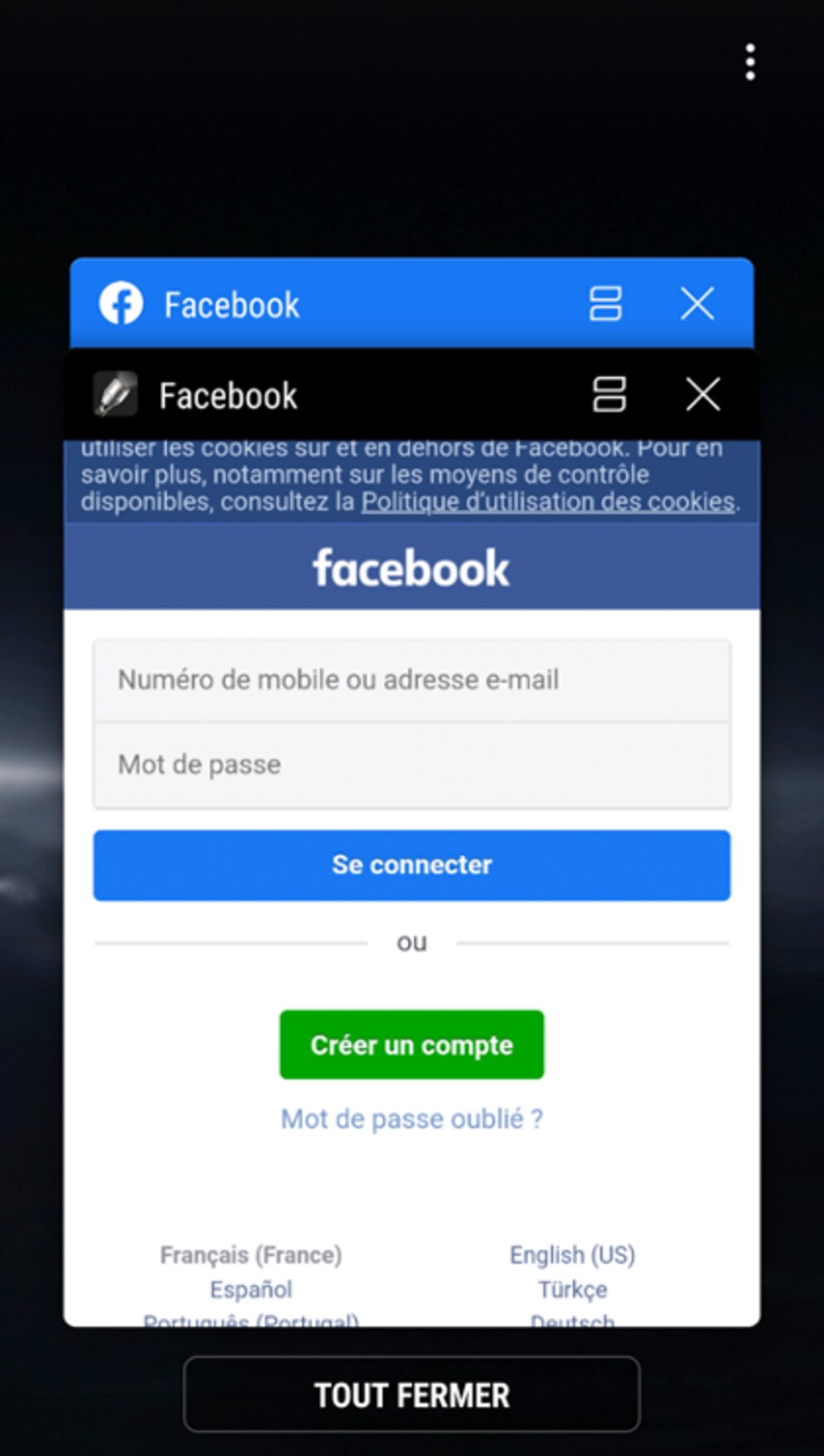 Facebook Malware-Overlay im Browser