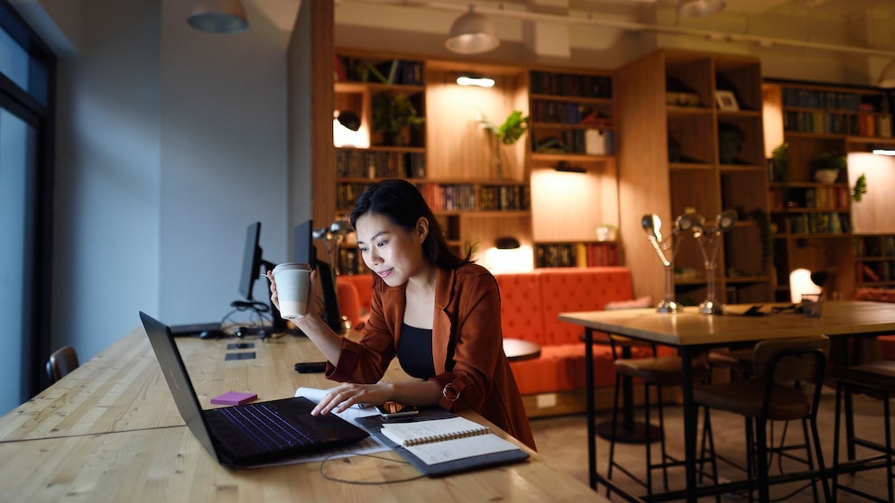 Online Banking aktivieren Symbolbild: Frau zu Hause am Computer