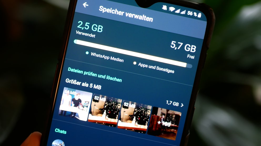 WhatsApp Speicher-Management auf Android-Smartphone