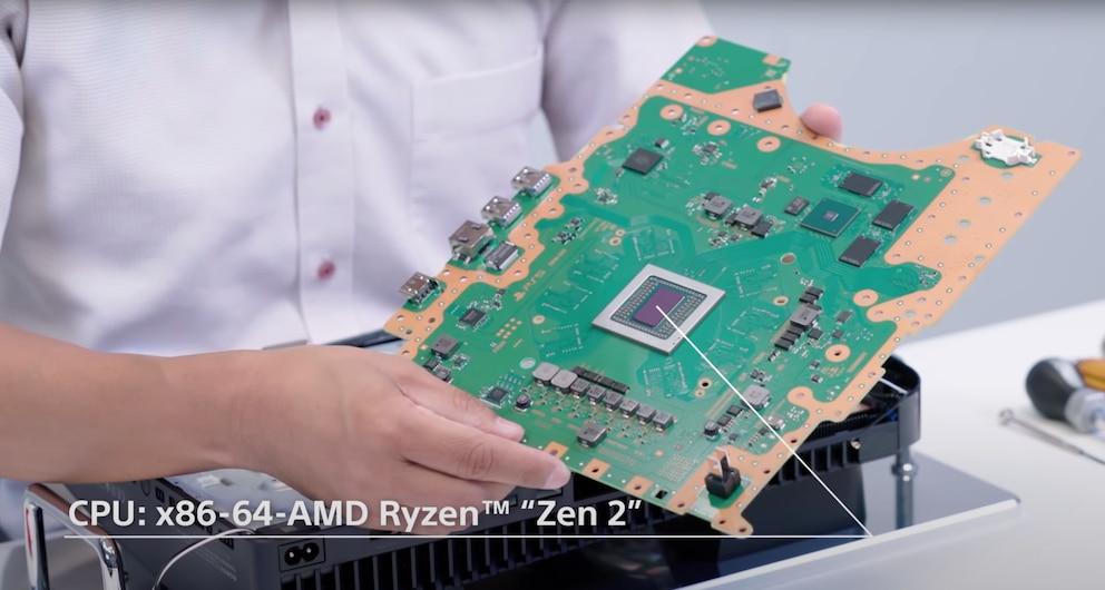 Das Motherboard der PS5 mit der CPU/GPU-Kombination von AMD