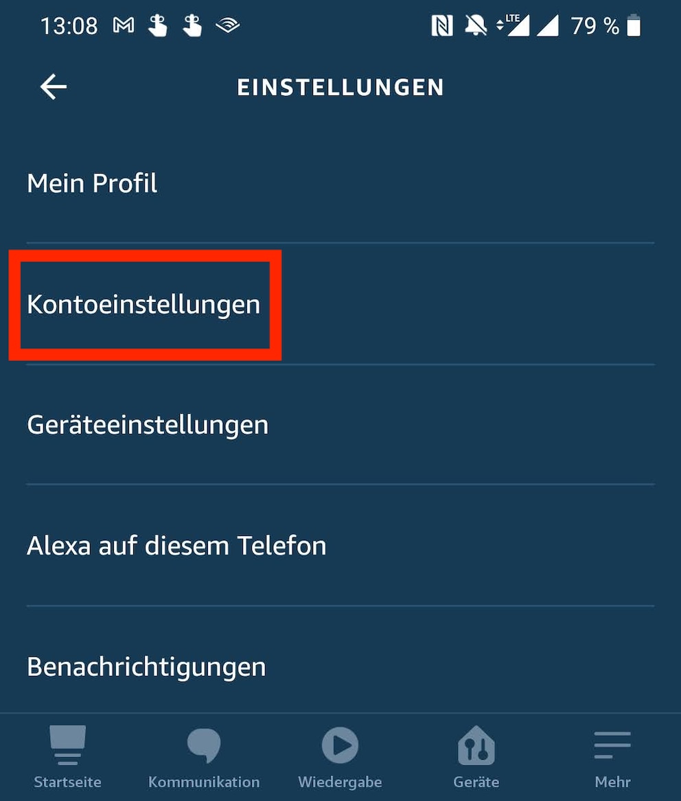 Alexa Kontoeinstellungen