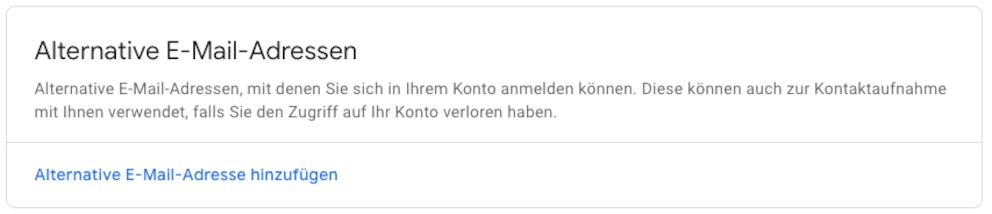 Bildschirmfoto Gmail Alternative E-Mail-Adressen Screenshot