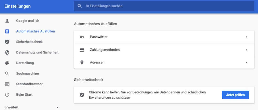 Autofill-Funktion im Browser